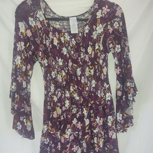 Wine Floral Tunic